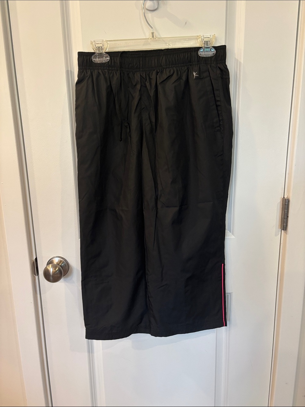 Danskin Now Black Jogger Pants with Pink Side Stripe